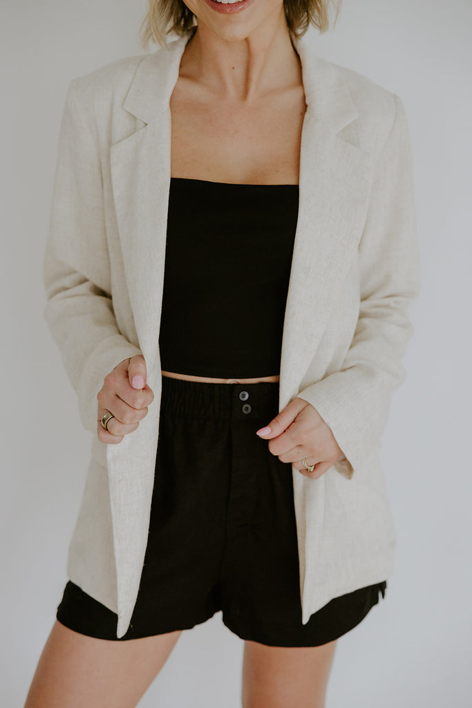 Boxer Style Linen Short - Black