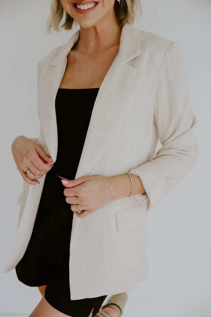 The Elevated Linen Blazer - Oatmeal
