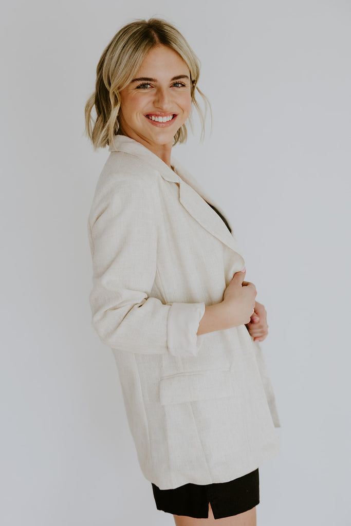 The Elevated Linen Blazer - Oatmeal