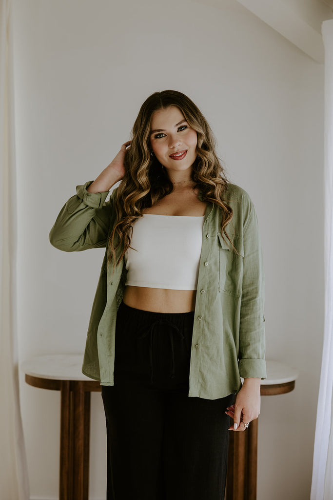 Classic Linen Button up - Olive