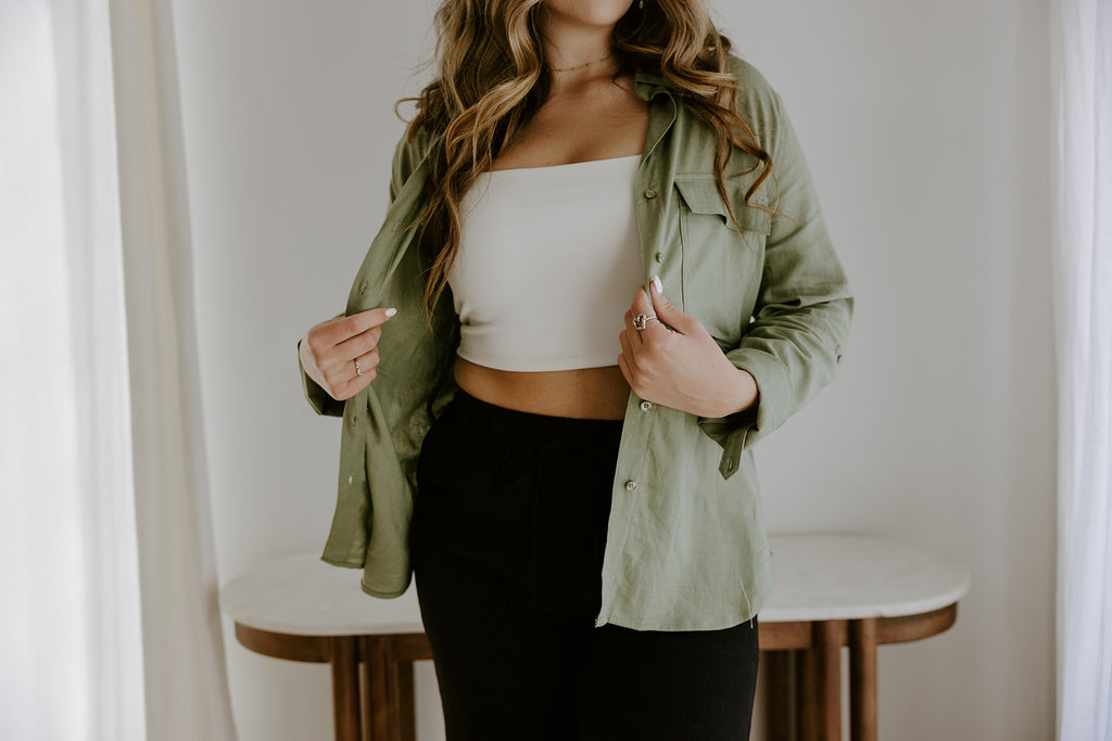 Classic Linen Button up - Olive