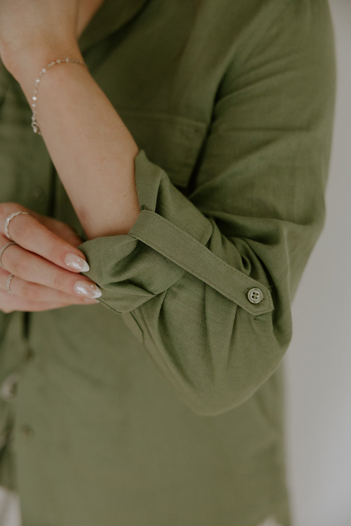 Classic Linen Button up - Olive