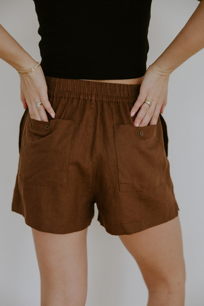 Boxer Style Linen Short - Brown