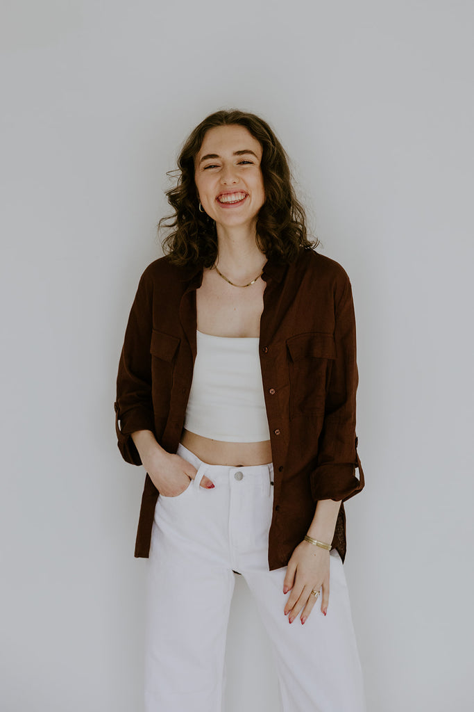 Classic Linen Button Up - Chocolate