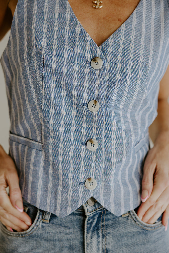 Striped Summer Vest - Blue