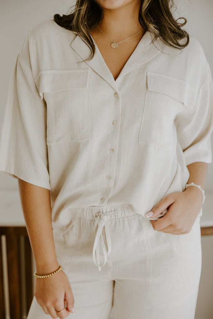 Linen Button Up Shirt - Oat