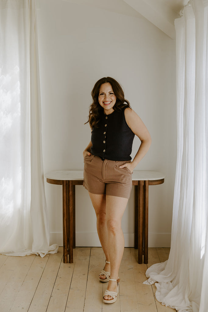 Linen Shorts With Pockets - Cocoa