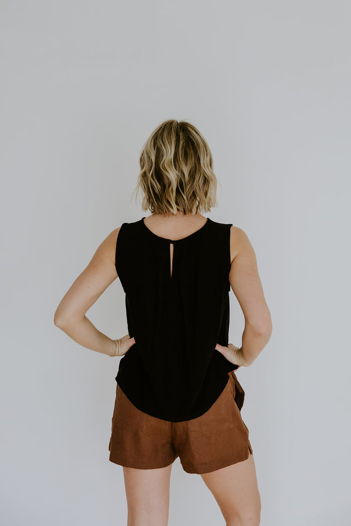 Flowy Linen Tank - Black