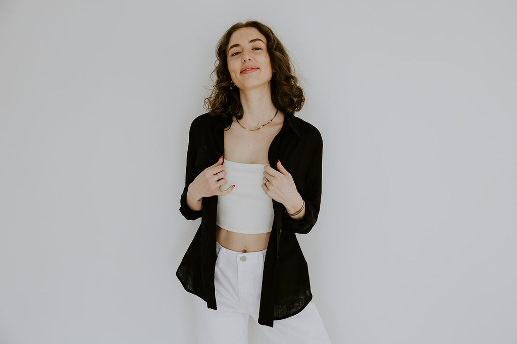 Classic Linen Button Up - Black