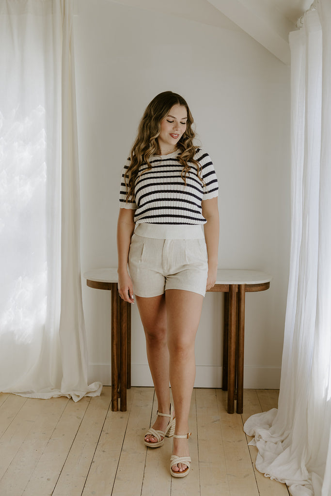 Linen Shorts with Pockets - Oat