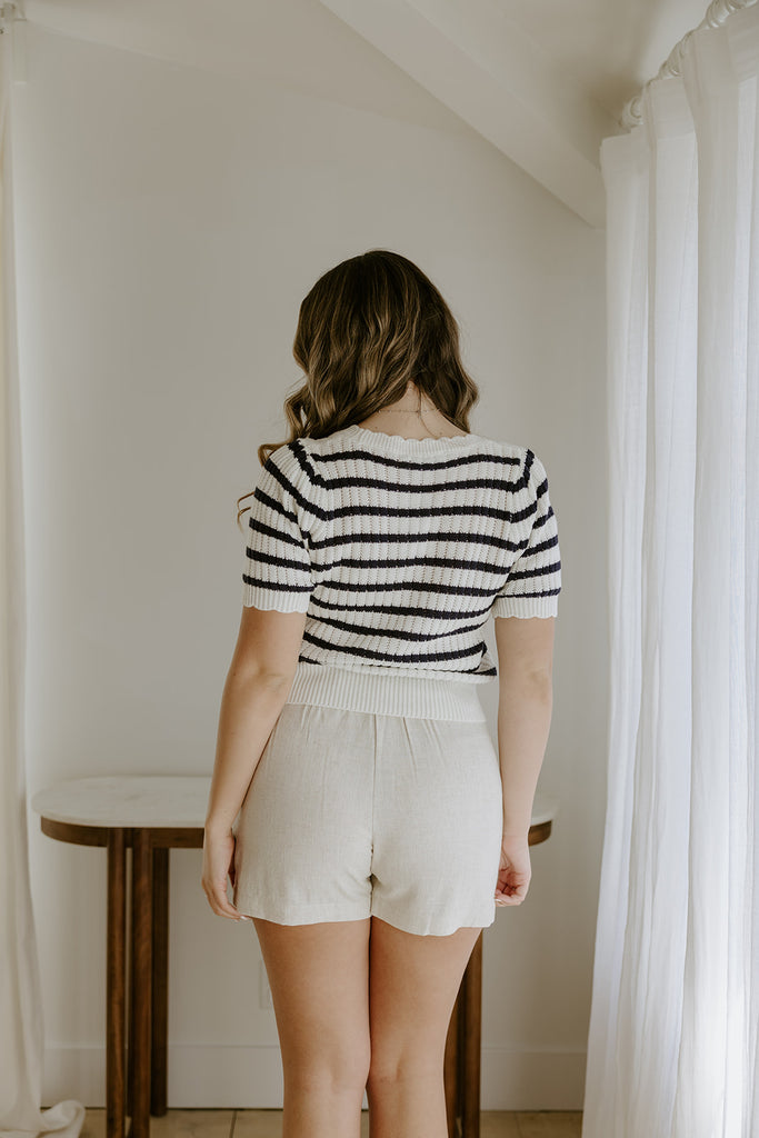 Linen Shorts with Pockets - Oat