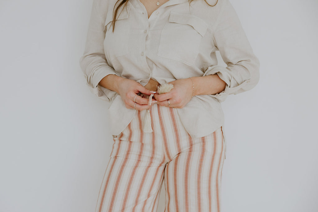 Striped Relaxed Linen Pant - Sunset