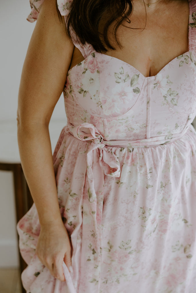Corset Floral Dress - Pink