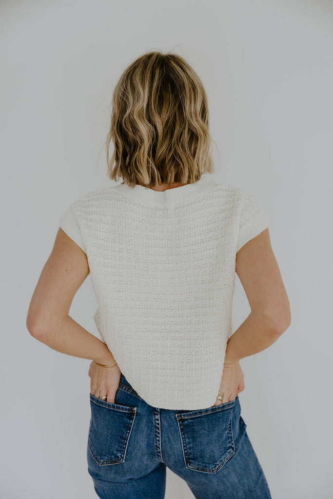 Knit Vest with Cap Sleeve - Ivory