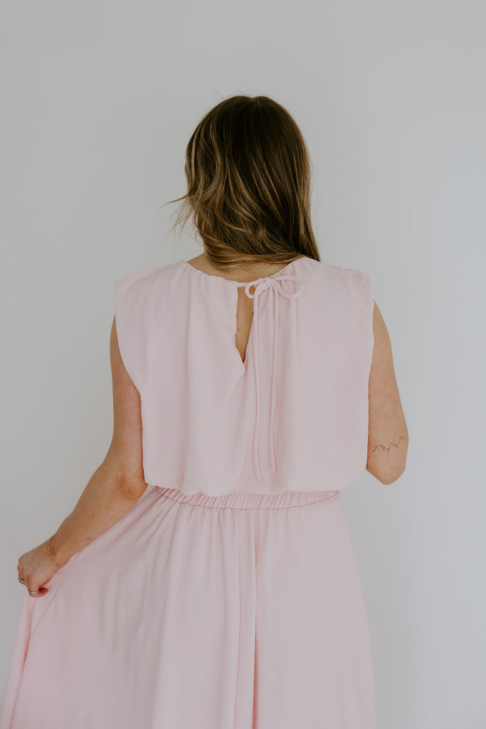 Bubble Top & Flowy Midi Skirt Set - Pink