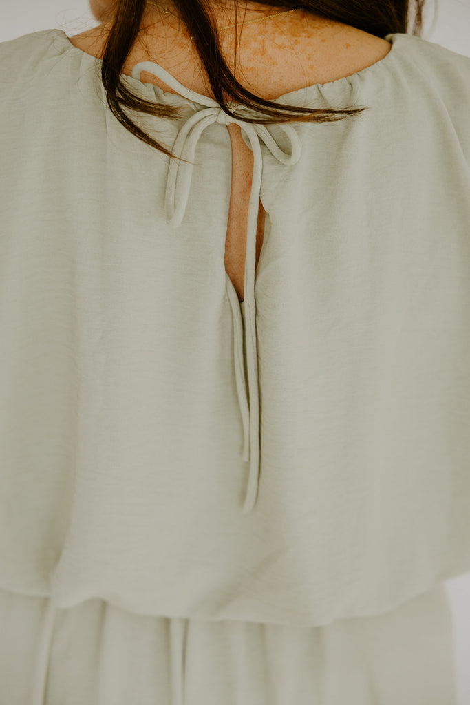 Bubble Top & Flowy Midi Skirt Set - Olive