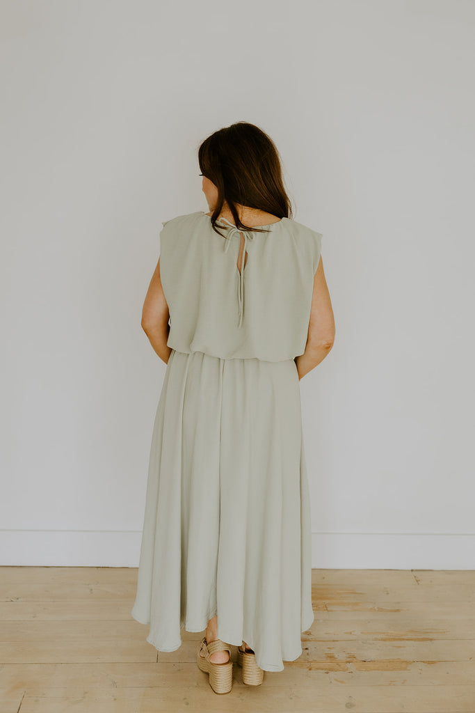 Bubble Top & Flowy Midi Skirt Set - Olive