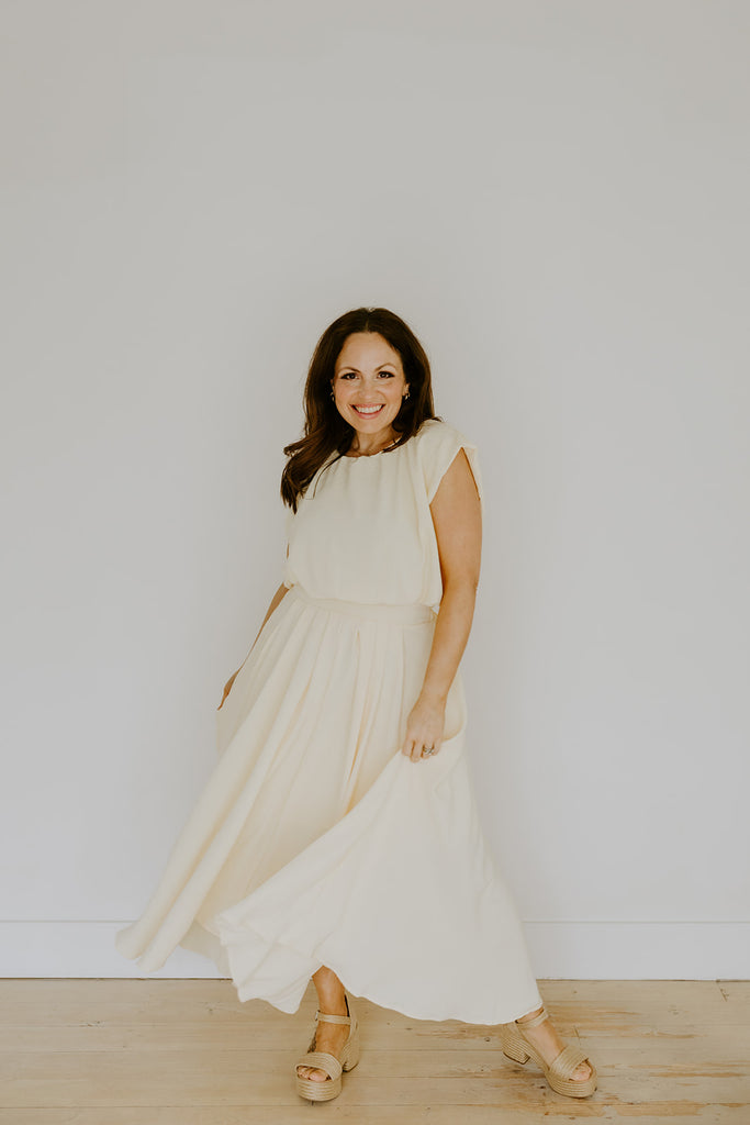 Bubble Top & Midi Skirt Set - Yellow