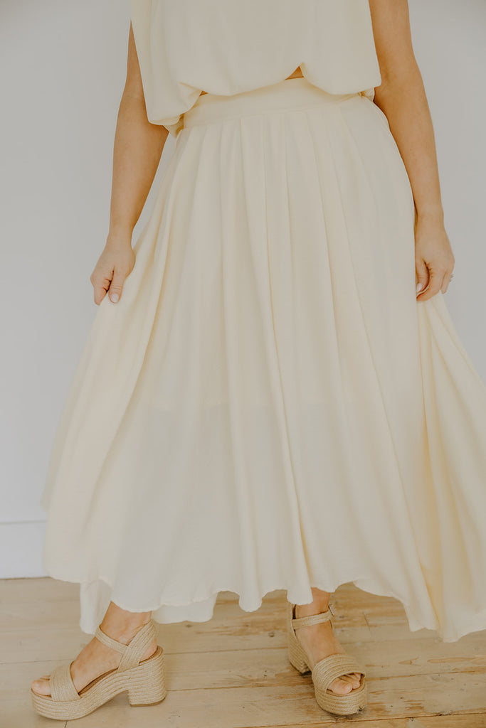 Bubble Top & Midi Skirt Set - Yellow