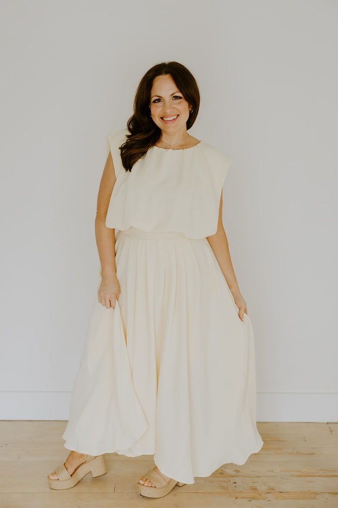 Bubble Top & Midi Skirt Set - Yellow