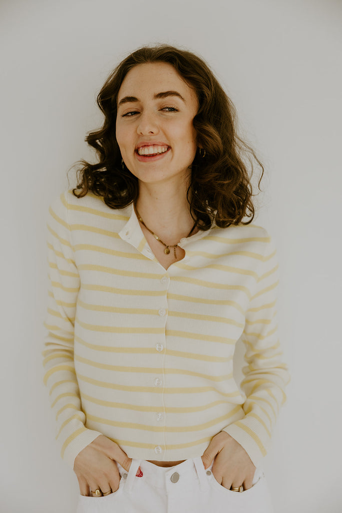 Striped Classic Cardi - Yellow