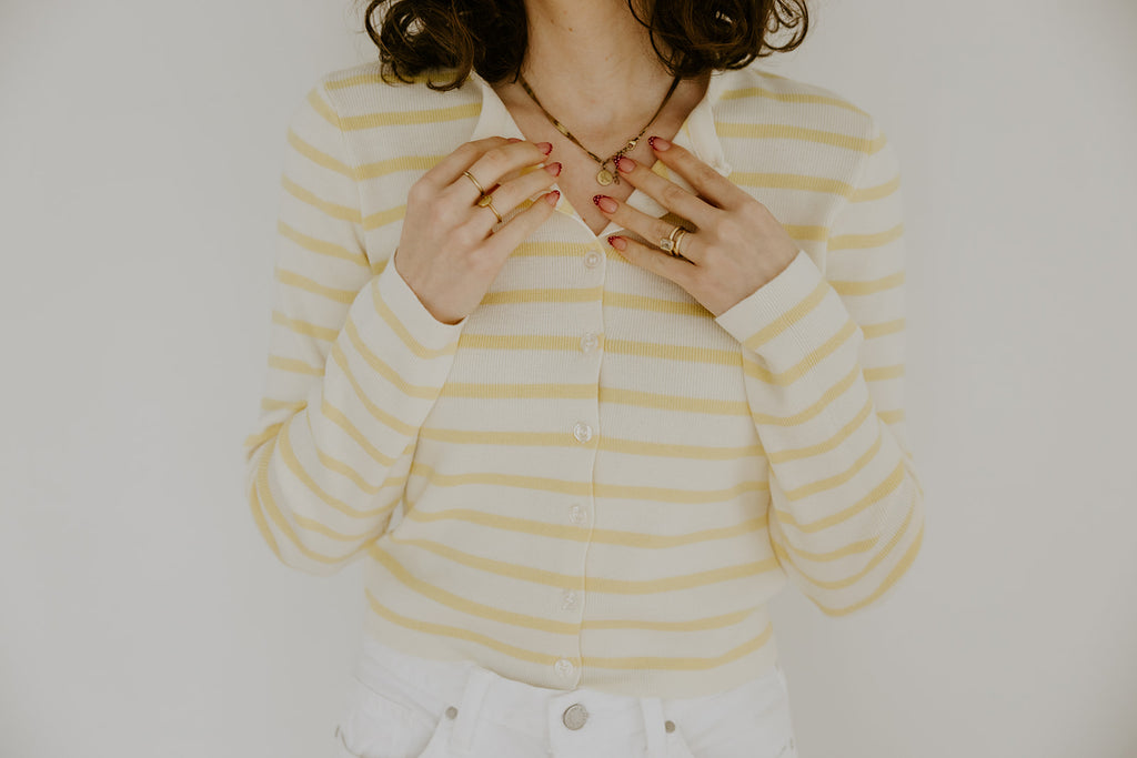 Striped Classic Cardi - Yellow