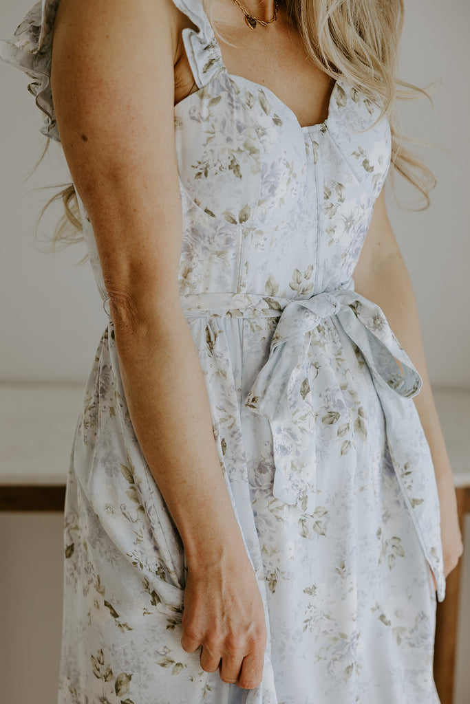 Corset Floral Dress - Blue