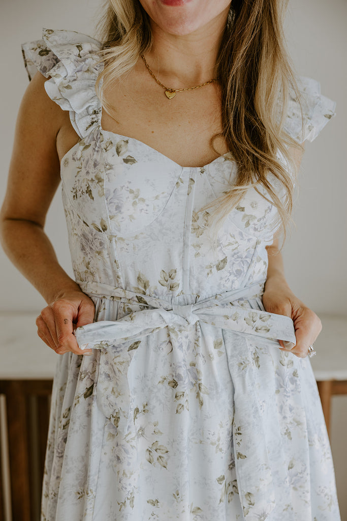 Corset Floral Dress - Blue