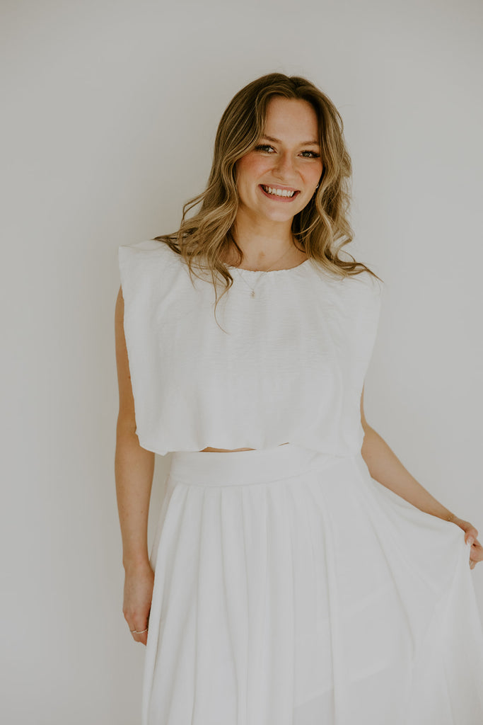 Bubble Top & Skirt Set - White