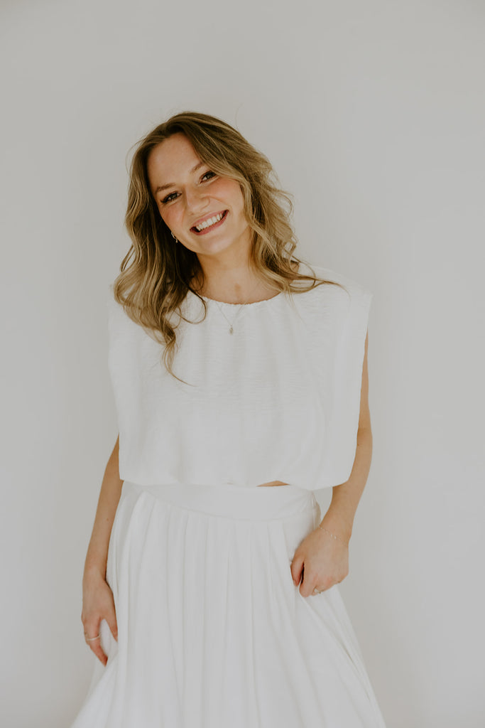 Bubble Top & Skirt Set - White