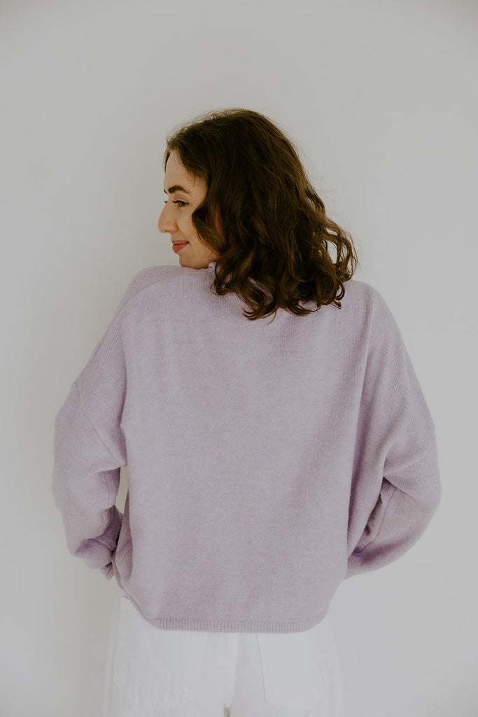 Lightweight Button Up Cardigan - Lavender