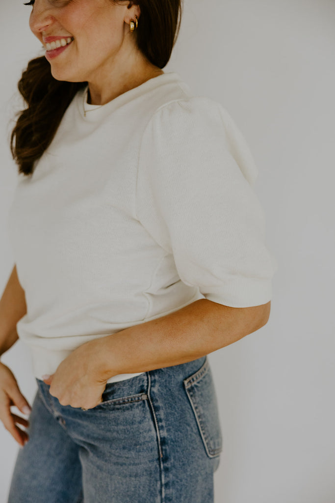 Puff Sleeve Sweatshirt - Cream