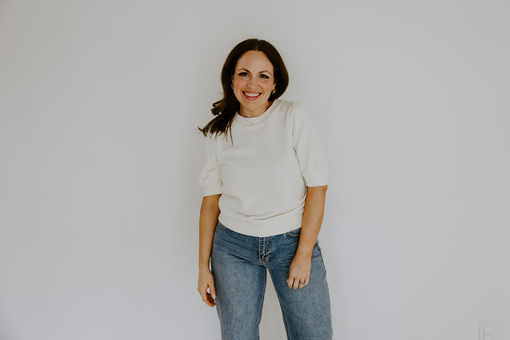 Puff Sleeve Sweatshirt - Cream