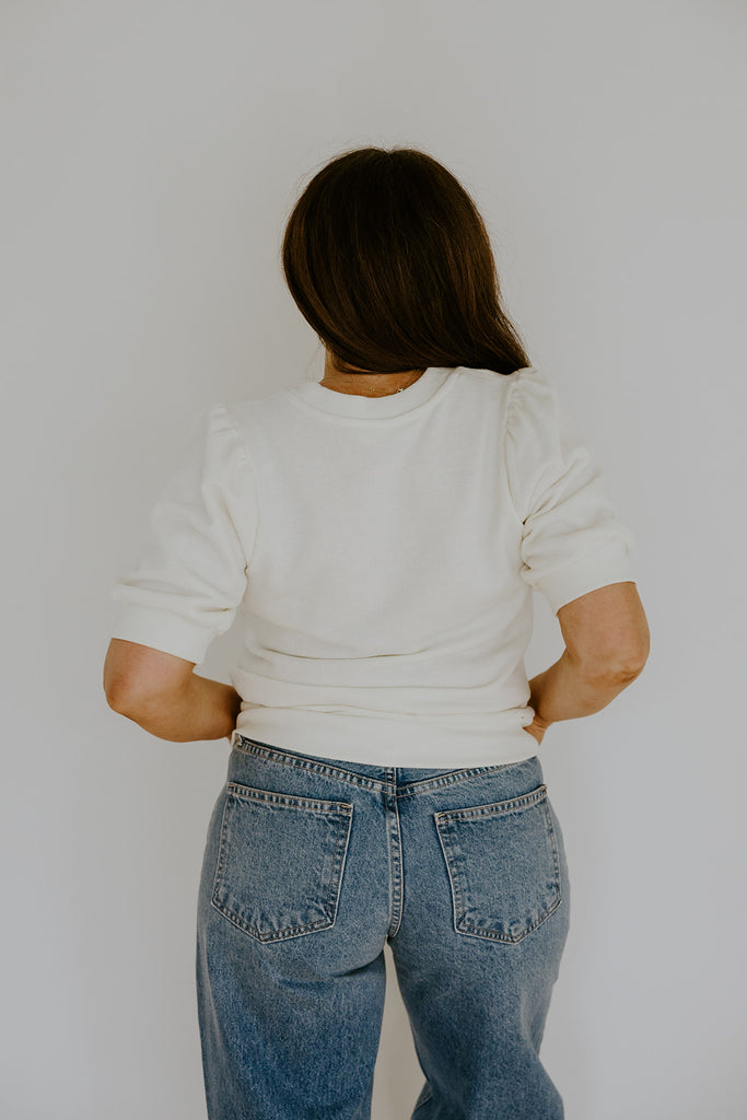 Puff Sleeve Sweatshirt - Cream