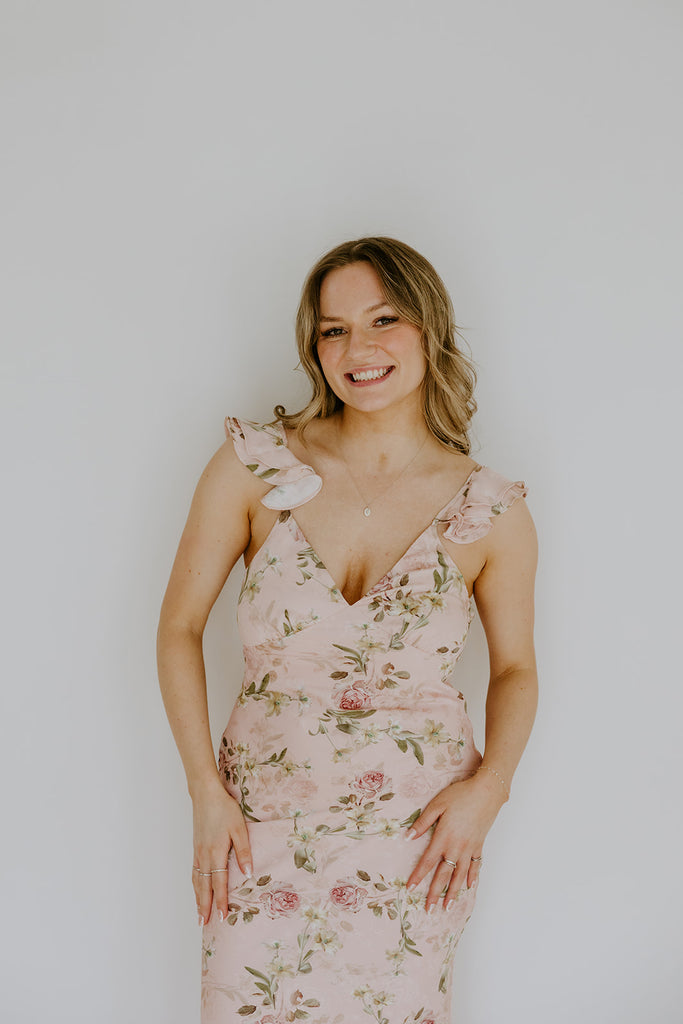 Maxi Floral Dress - Blush Rose