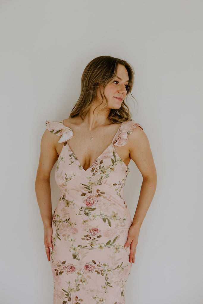 Maxi Floral Dress - Blush Rose