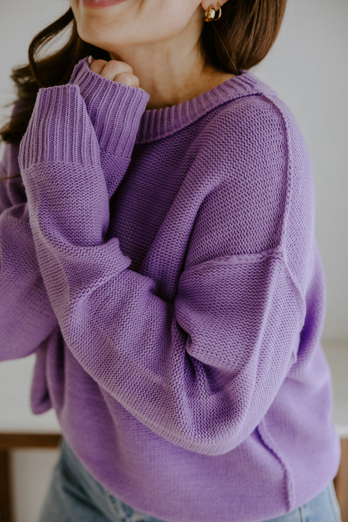 Sweater With Exposed Seam - Purple