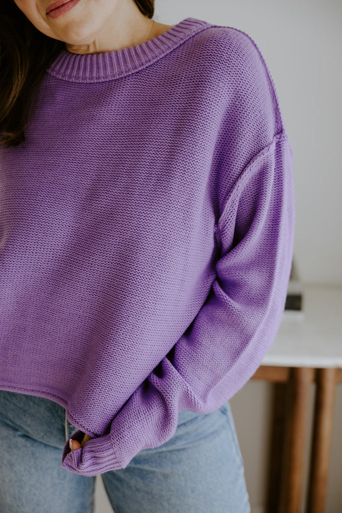 Sweater With Exposed Seam - Purple