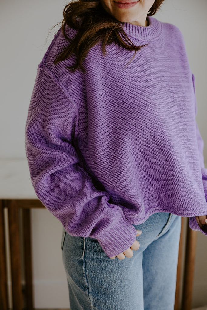 Sweater With Exposed Seam - Purple