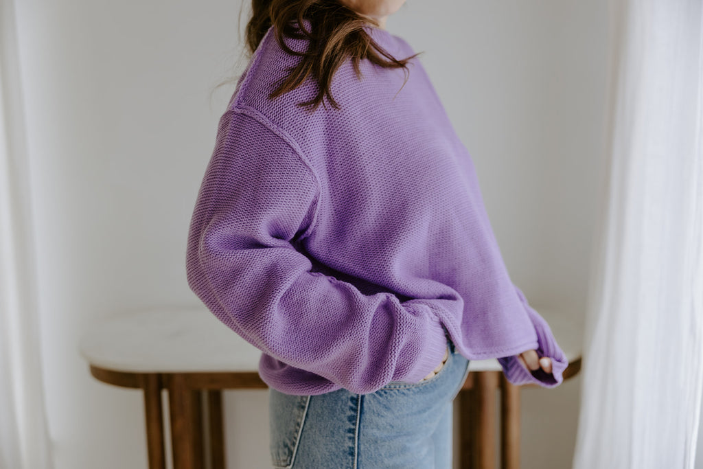 Sweater With Exposed Seam - Purple