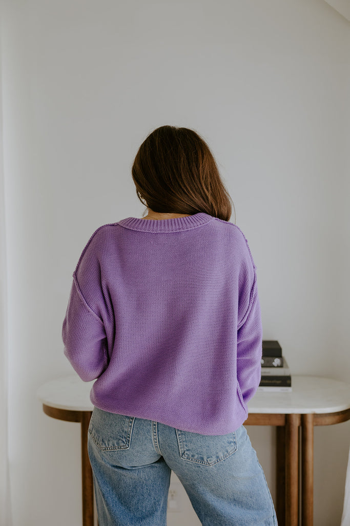 Sweater With Exposed Seam - Purple