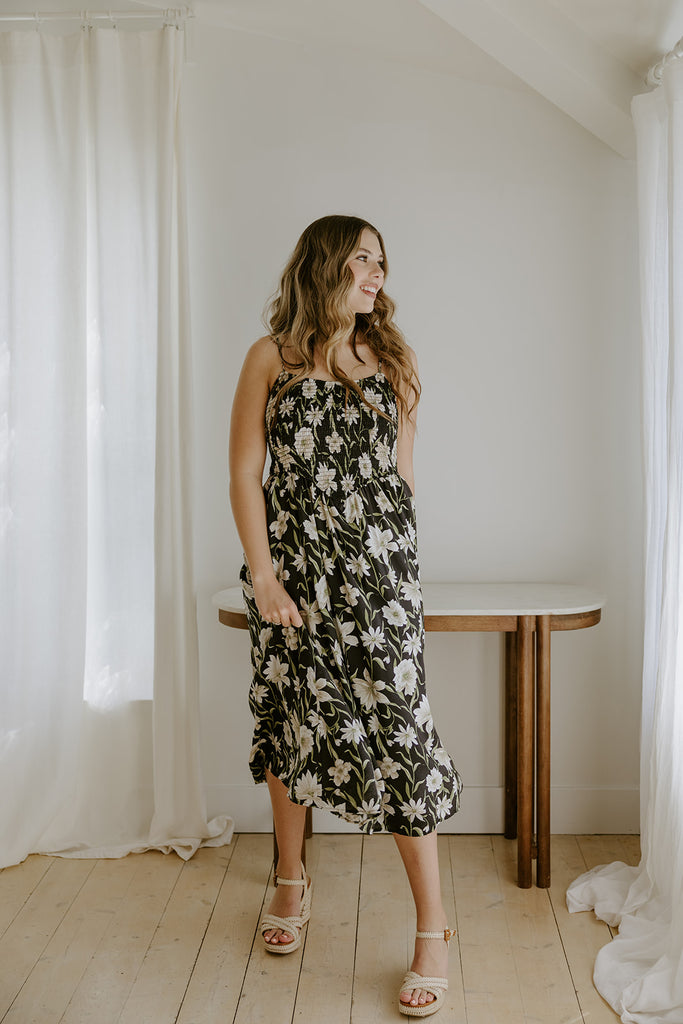 Floral Smocked Spaghetti Strap Sundress