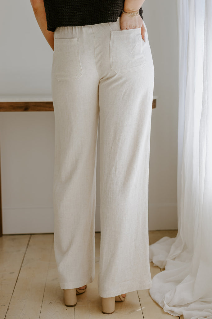 Linen Pant With Straight Leg - Oat