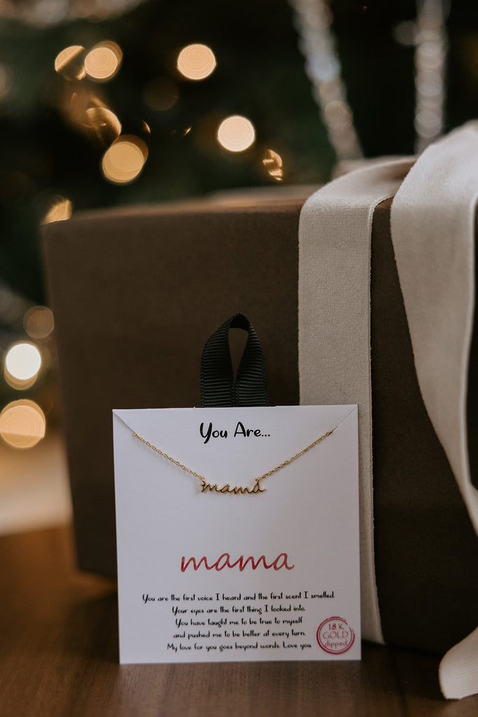 Mama Dainty Script Necklace - Gold