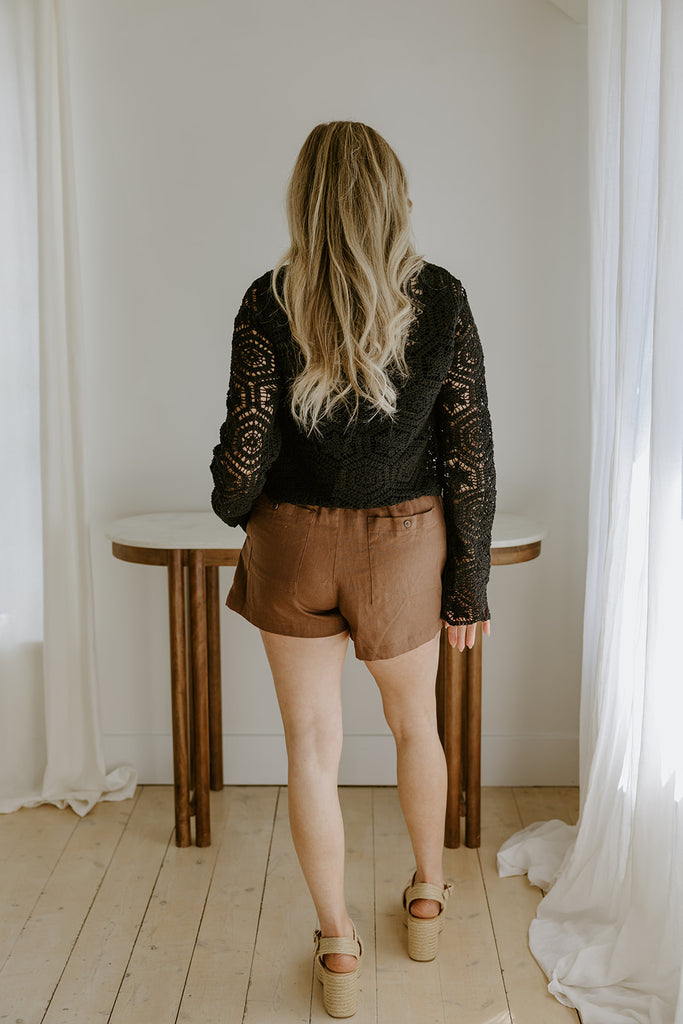 Crochet Cardigan Sweater - Black