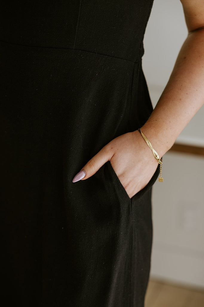 Strapless Linen Midi - Black