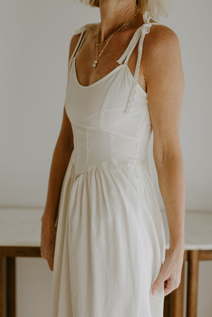 Corset Style Midi Dress - Natural