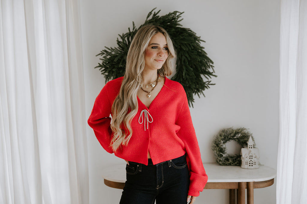 The Holiday Cardigan - Red