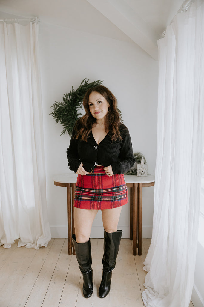 Black Cardigan with Bow Button Details