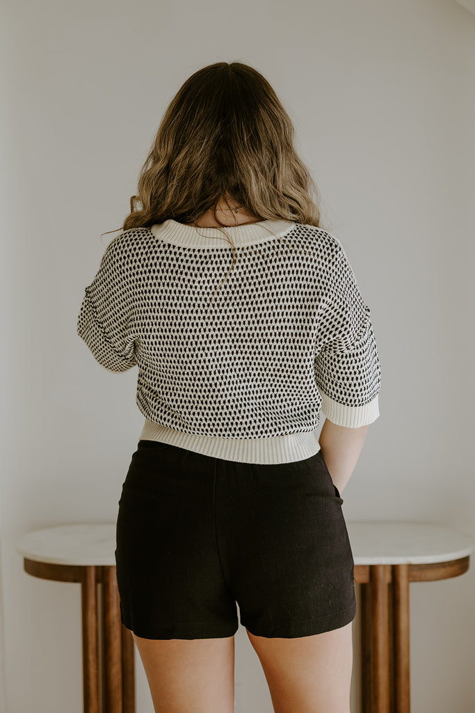Black & White Contrast Stitch Sweater